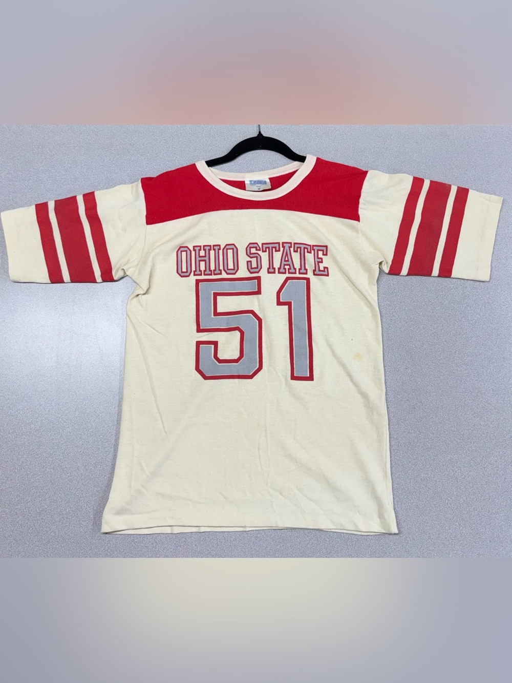 Vintage Josh Ohio State Short Sleeve Tee in Cream and Red